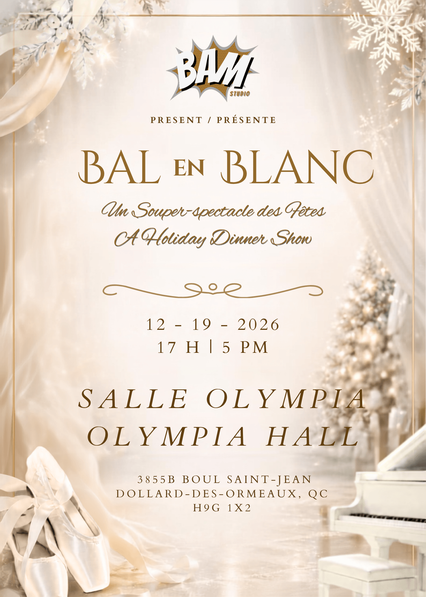 Bal en Blanc holiday dinner show at BAM Studio