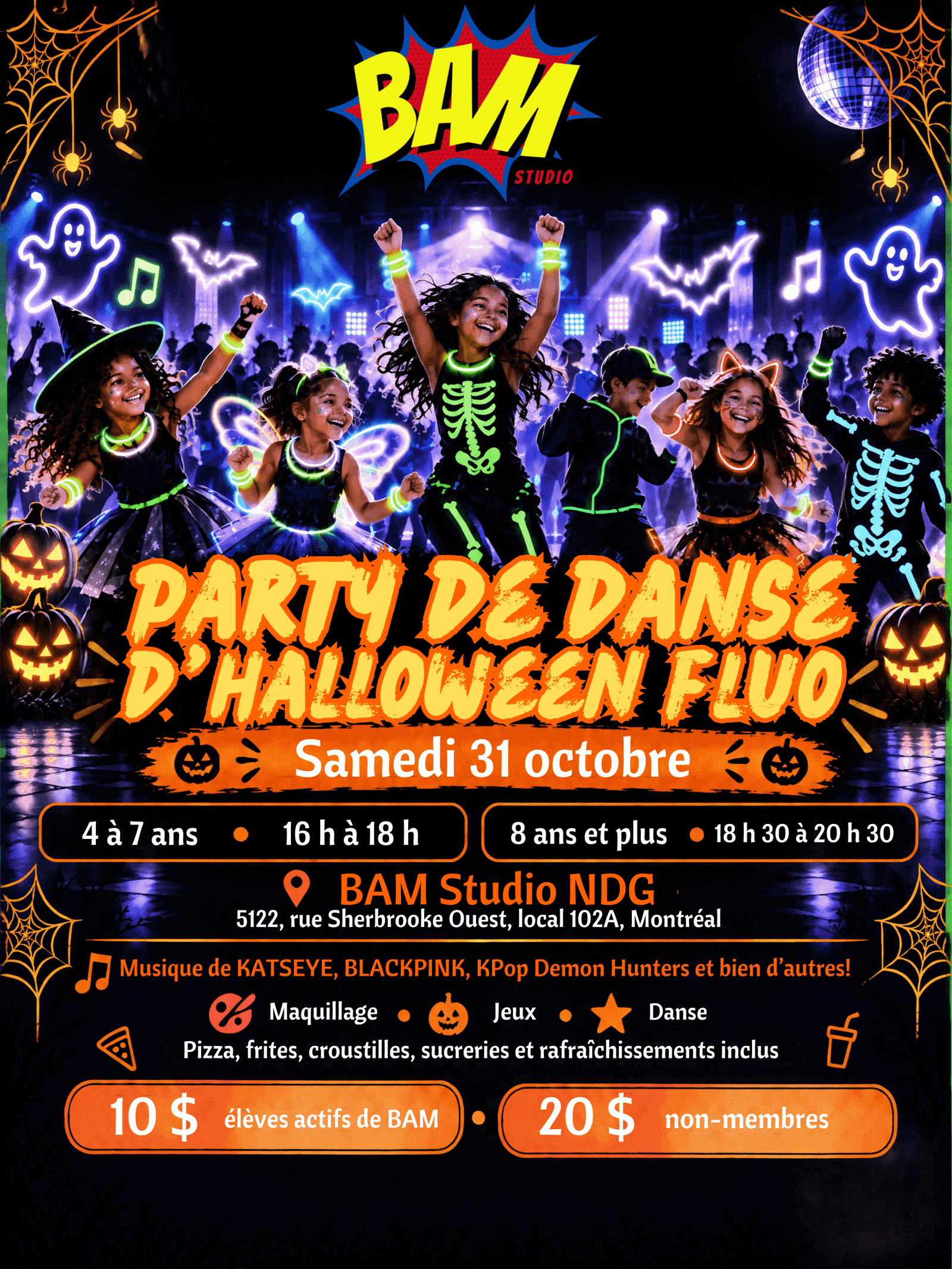 Halloween glow-in-the-dark party at BAM Studio NDG